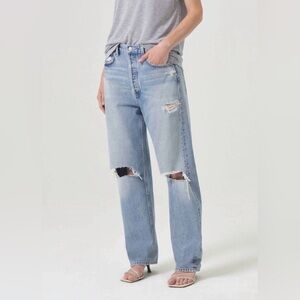 Agolde 90’s Mid Rise Distressed Straight Leg Jeans Size 28 $268